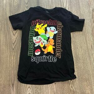 Pokemon Youth Boys Graphic Print T-Shirt Short Sleeve Crewneck Cotton Black Sz L